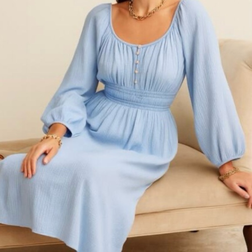 J. Crew Light Blue Midi Dress Cotton